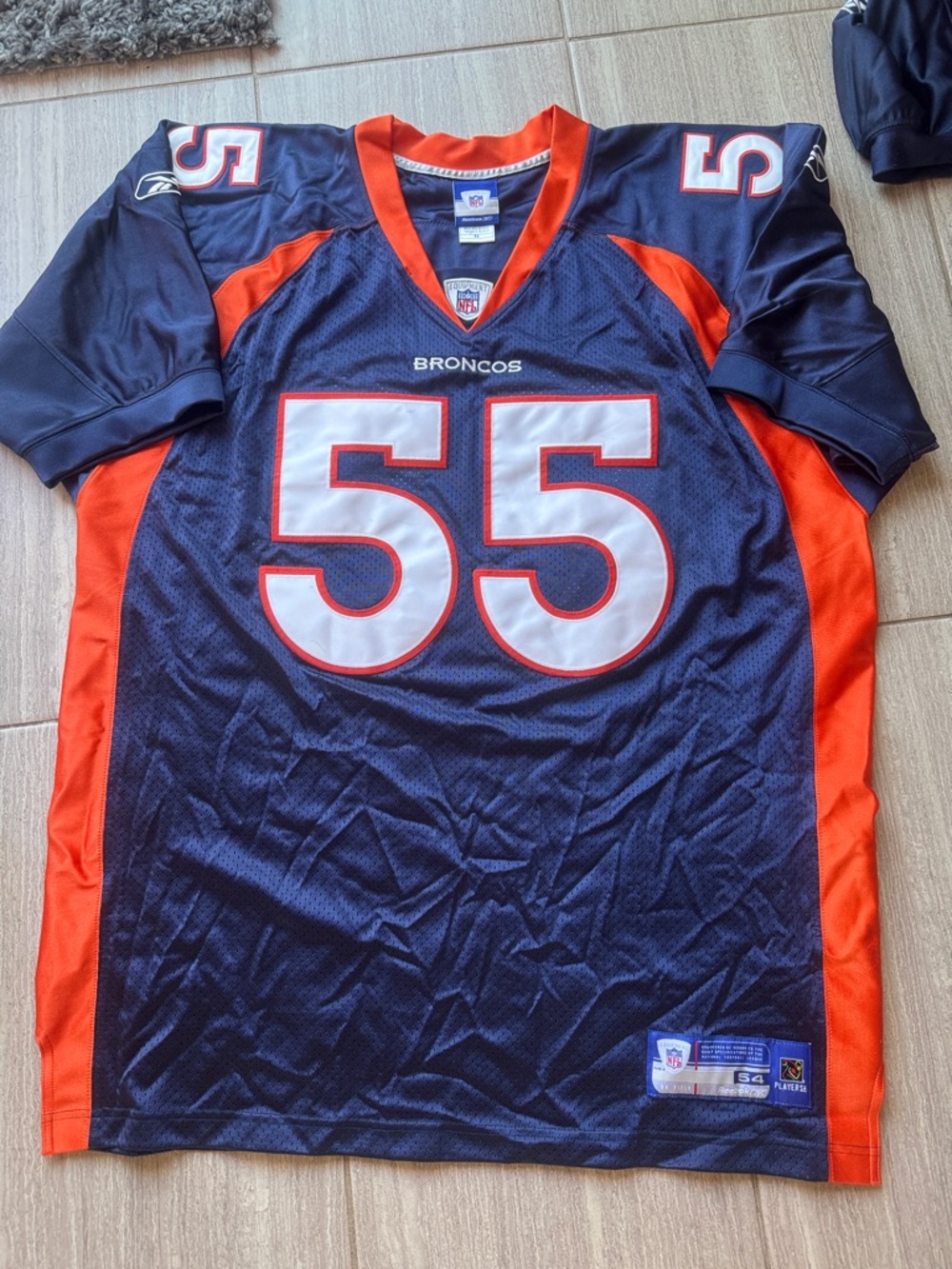 Reebok Denver Broncos Navy and Orange #55 Football Jersey